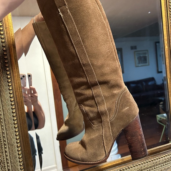 *ALL LEATHER* Genuine suede/leather stacked heel distressed Sam Edelman boots - Picture 15 of 16